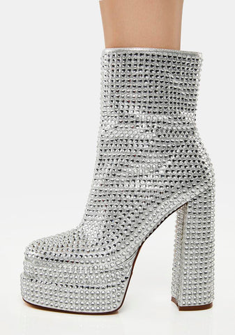 Silver Mateo Rhinestone Platform Boots