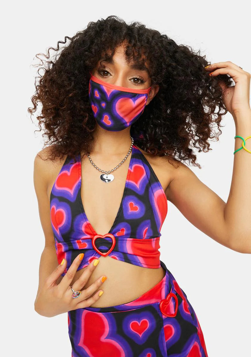 Electric Juice Heart Print Face Mask