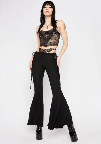 Lace Detail Flared Pants