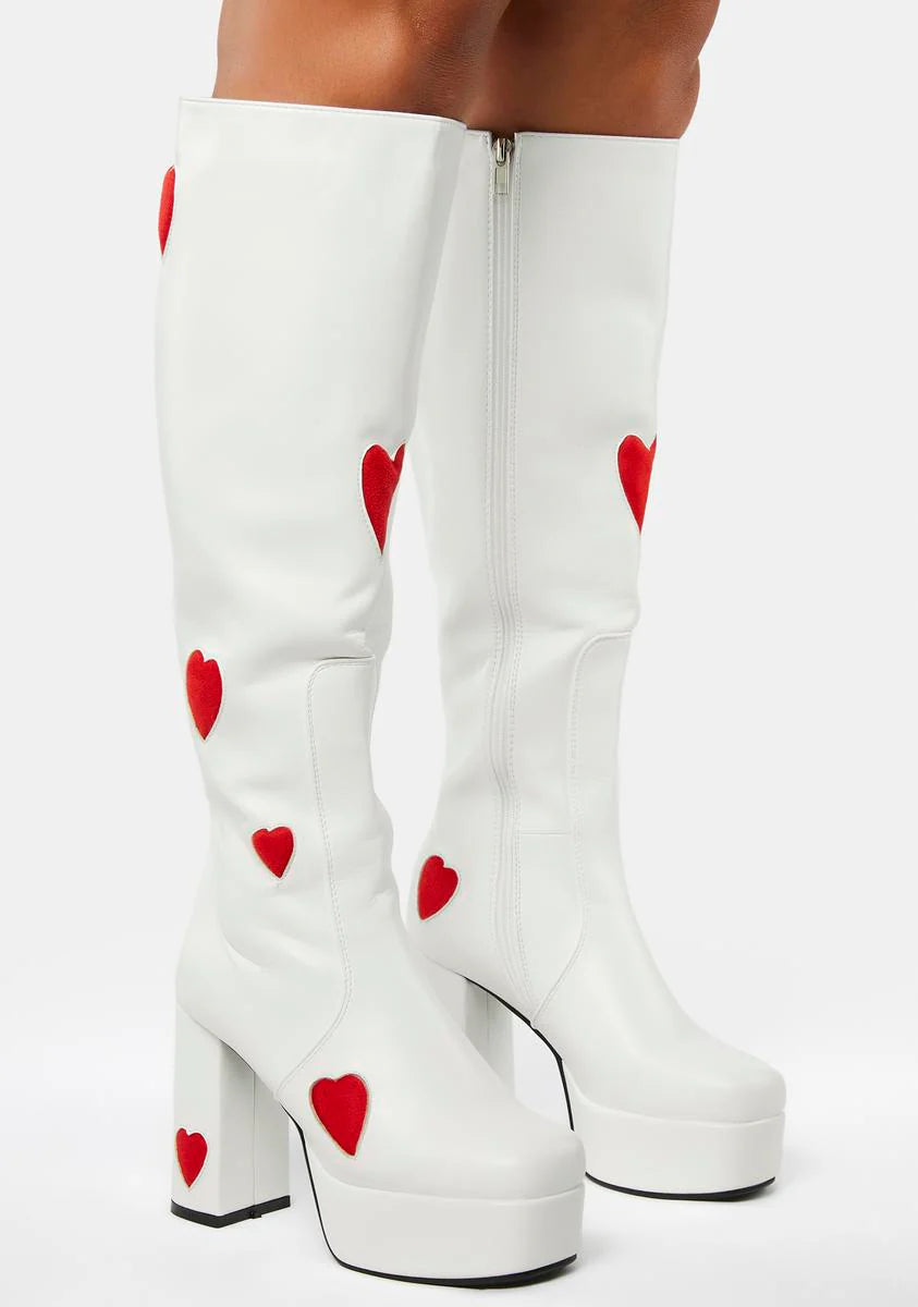 Wide Calf White Jam Tarts Platform Boots