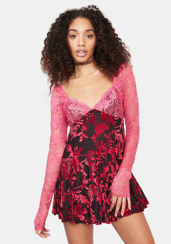 Watermelon Sugar Velvet Mini Dress