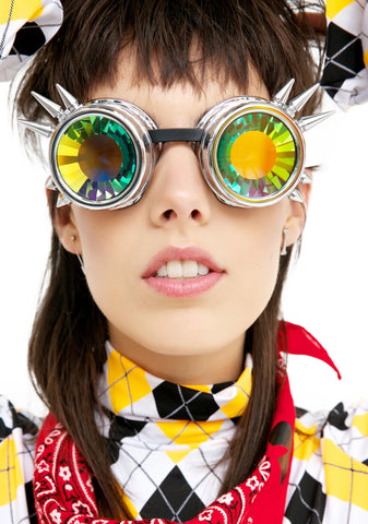 Chrome Spike Kaleidoscope Goggles