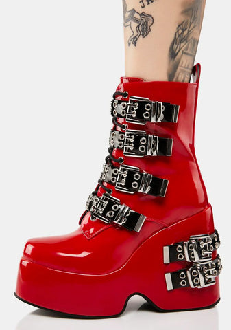 Red Amalfi Buckle Boots