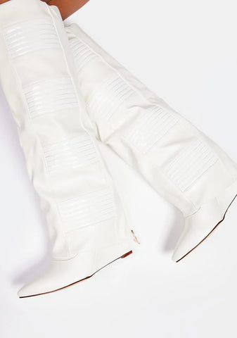 White Victoria Wedge Boots