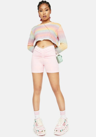Blush Chill Truths Wrap Biker Shorts
