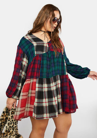Plus Better Together Plaid Mini Dress