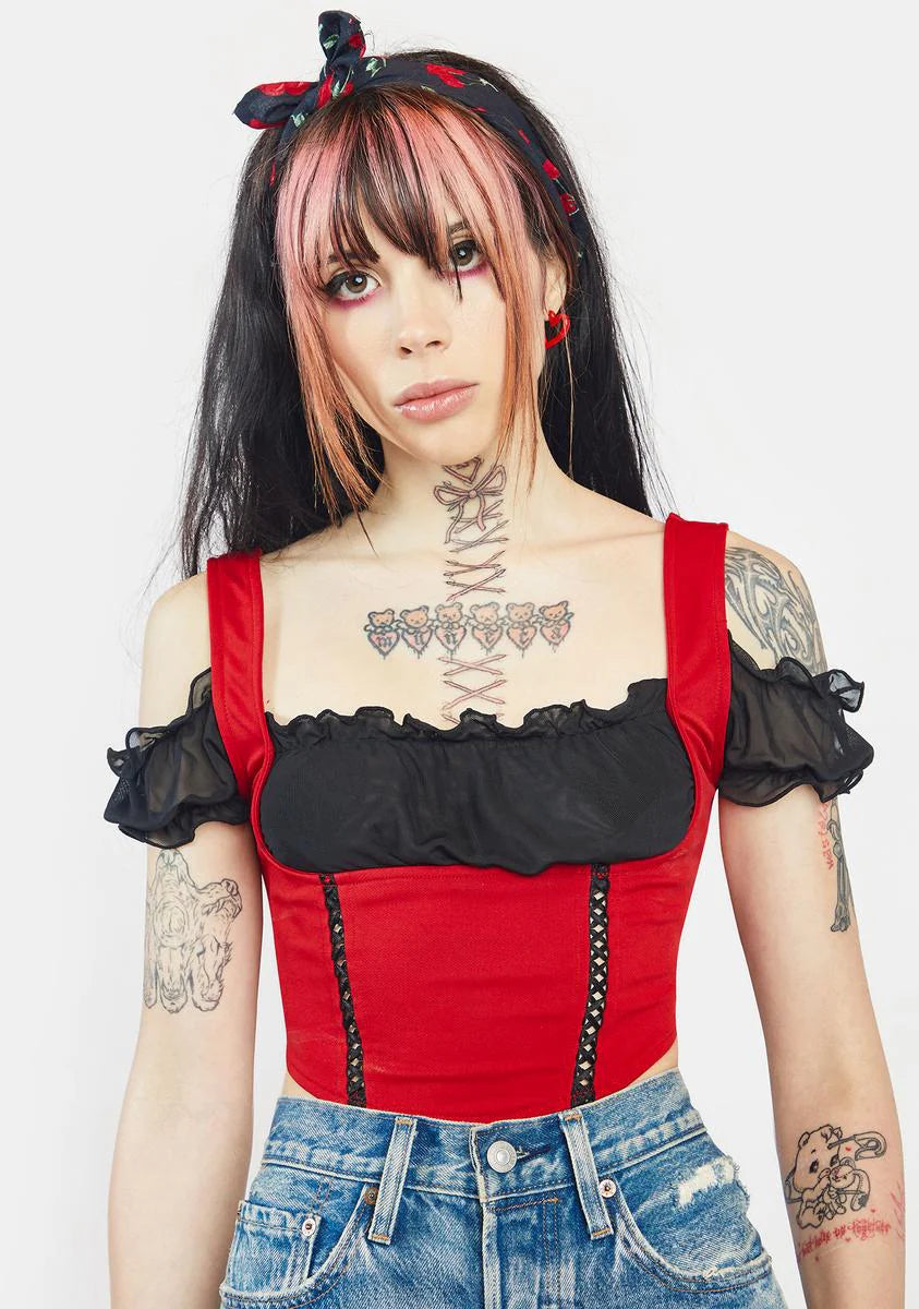 Fire Shoulda Coulda Corset Crop Top