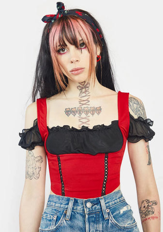 Fire Shoulda Coulda Corset Crop Top