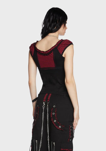 Black And Red Bo Peep Cap Sleeve Corset