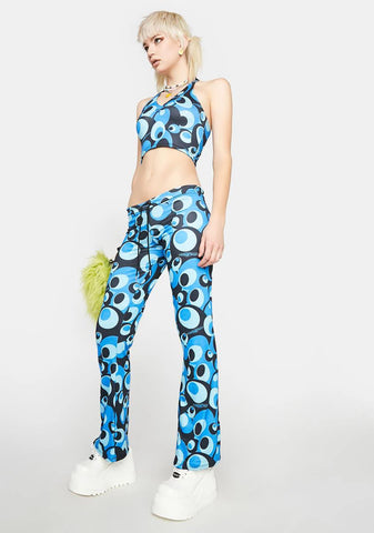 Blue Bobble Flare Pants