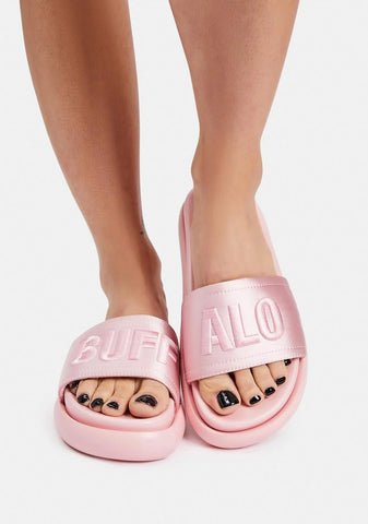 Pink Metallic Reggie Platform Slides