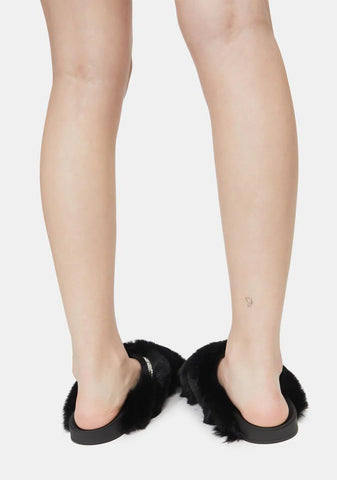 Doing Too Much Faux Fur Slide Sandals