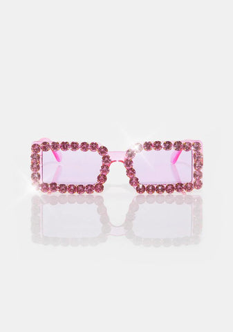 Fake Attitude Crystal Sunglasses - Pink
