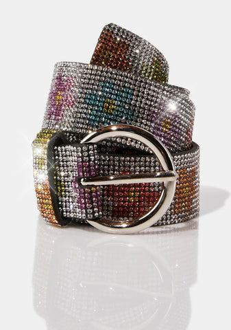 Here For Groovin' Floral Rhinestone Belt