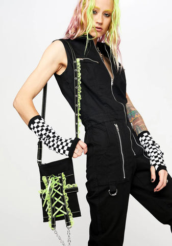 Green Lace Cross Body Bag