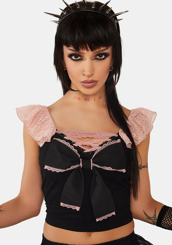 Sexy Pink Doll Bow Top
