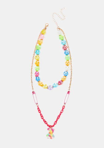 Rainbow Hugs Dice Beaded Necklace