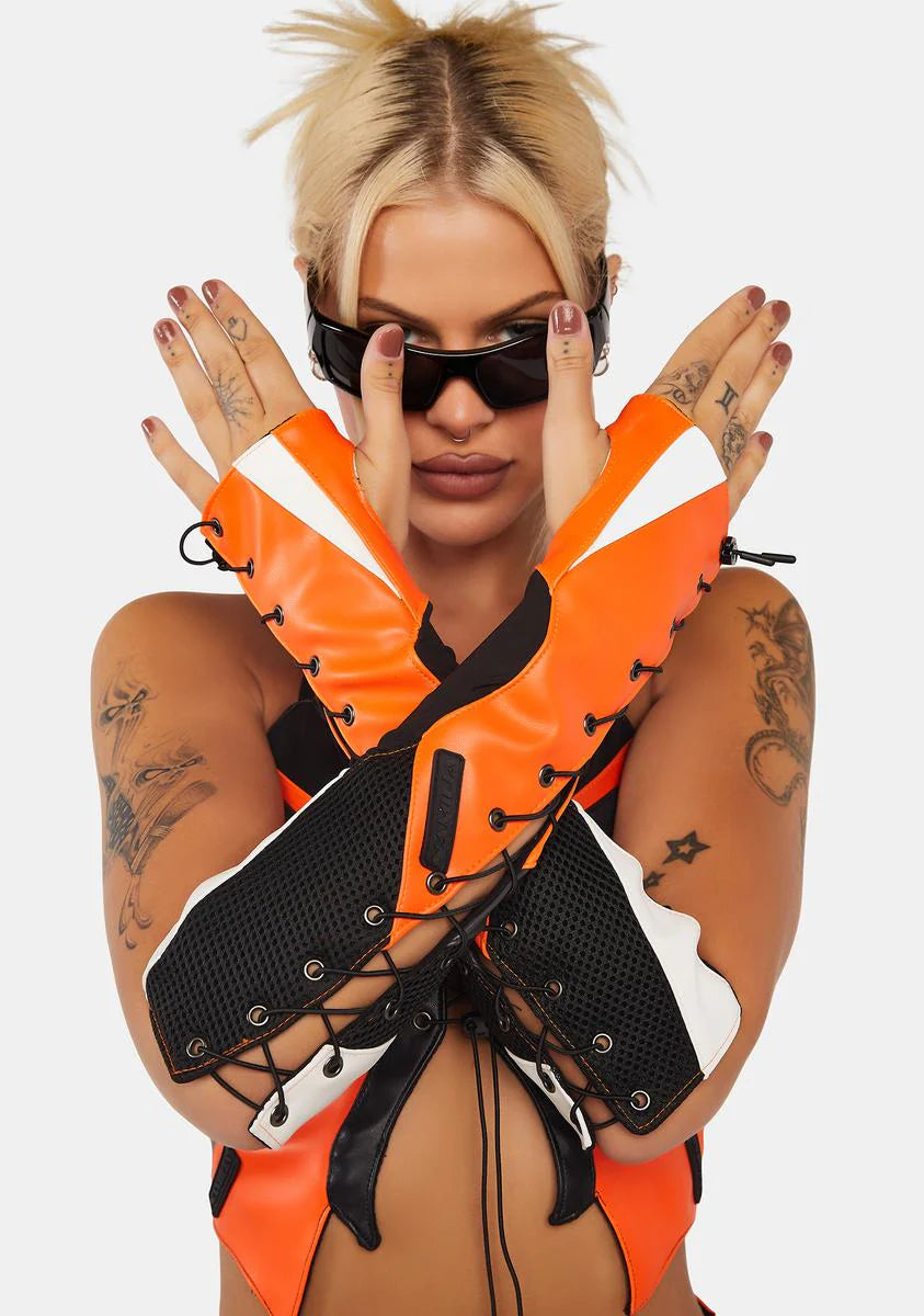 Orange Moto Lacing Cuffs