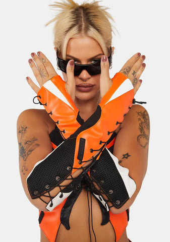 Orange Moto Lacing Cuffs