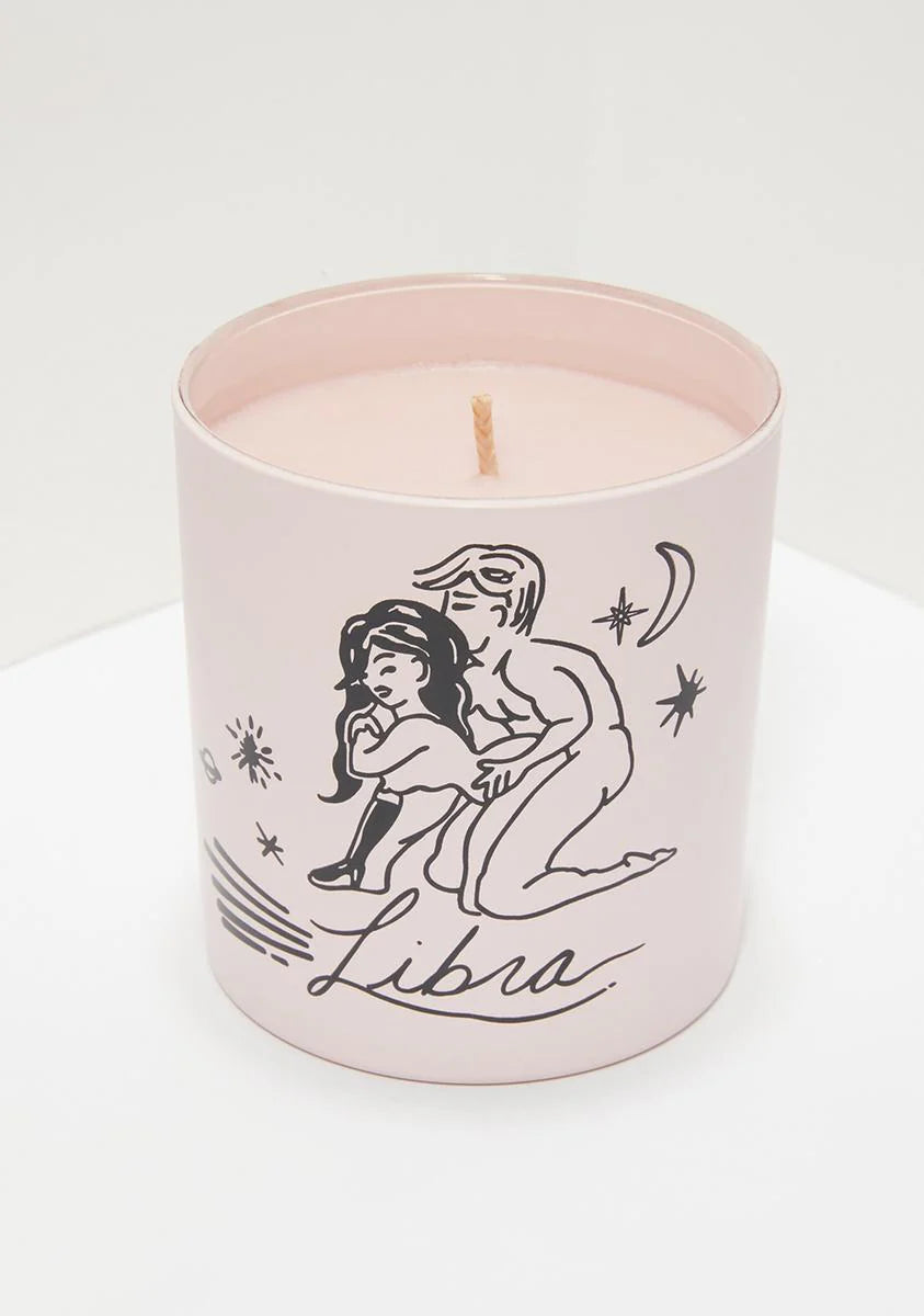 Pink Libra Zodiac Massage Candle