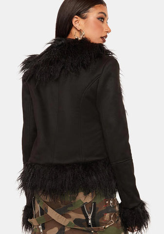 Faux Fur Trim Coat