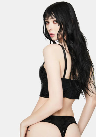 Daring Damsel Faux Leather Bustier Panty Set