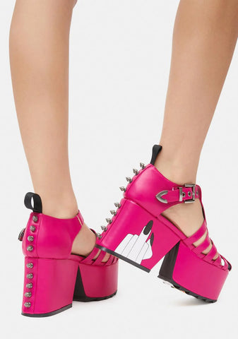Middle Fingers Up Platform Sandals
