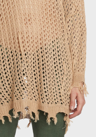 Quick Timing Crochet Top - Brown