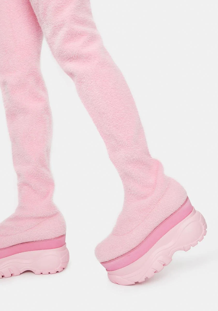 Sugar Coated Dreams Fuzzy Thigh High Boots