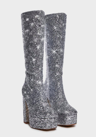 Silver Bourdeau Platform Boots
