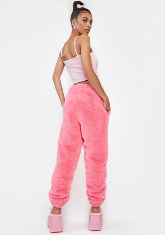 Pink Tommy Faux Fur Pants