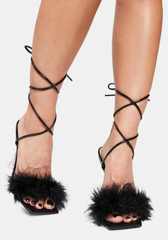 Black Warwick Feather Heels