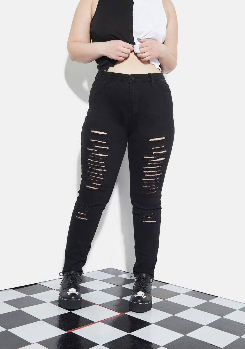 Her Famous Last Words Distressed Skinny Jeans