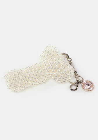Romandick White Beads Pink Rhinestone Pendant