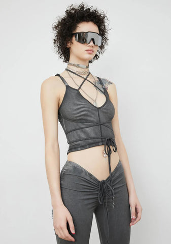 Snare Ribbed Tank With Logo Charm Wrap Straps