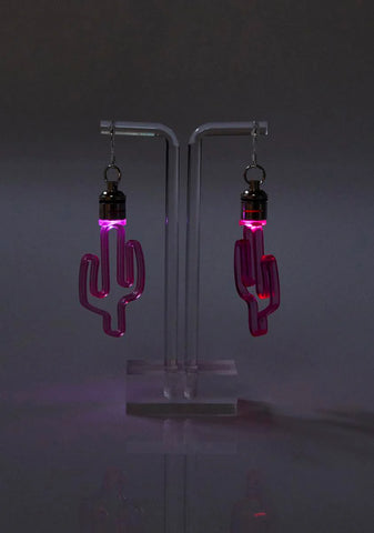 Pink Light Up Cactus Earrings