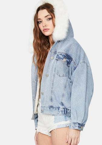 Winter Blues Denim Bomber Jacket