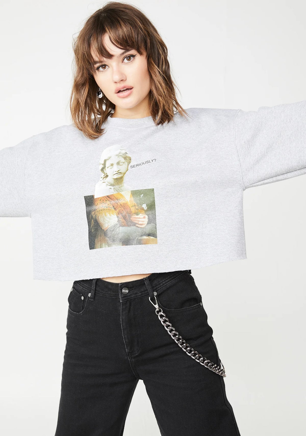 Seriously Graphic Cropped Sweater